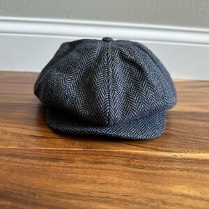 DPC Wool Blend Grey Herringbone Newsboy Scally Cap Flat Hat